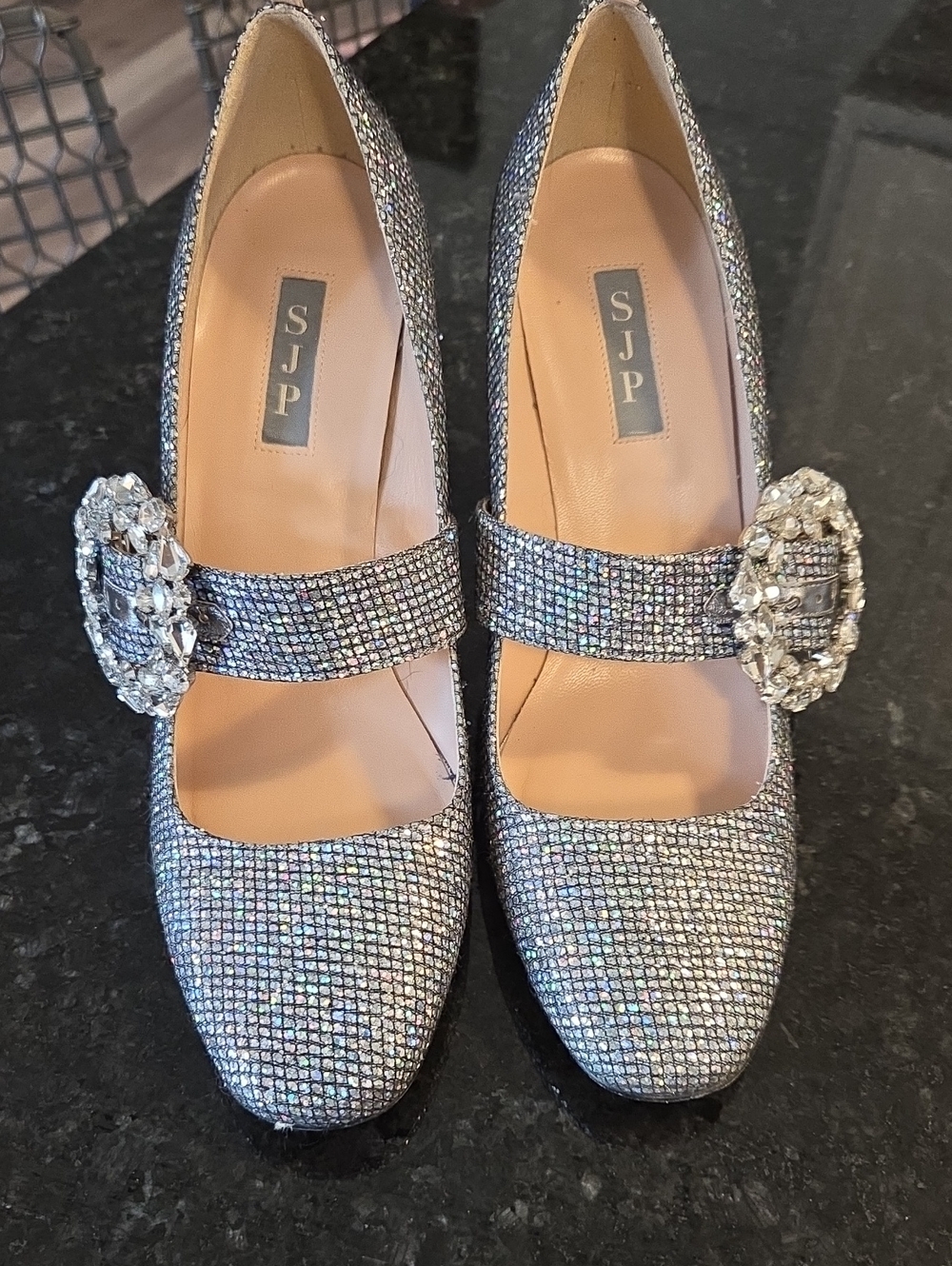 SJP by Sarah Jessica Parker Iridescent Silver Crystal Mary Jane Pumps